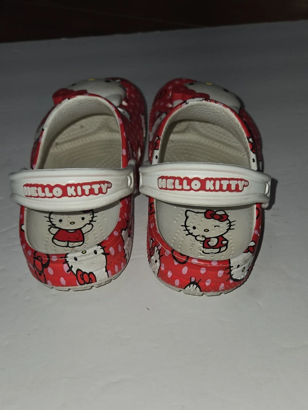 Hello Kitty Crocs Toddler Red Classic Clog C11 Polka Dots Big Hello Kitty Charm